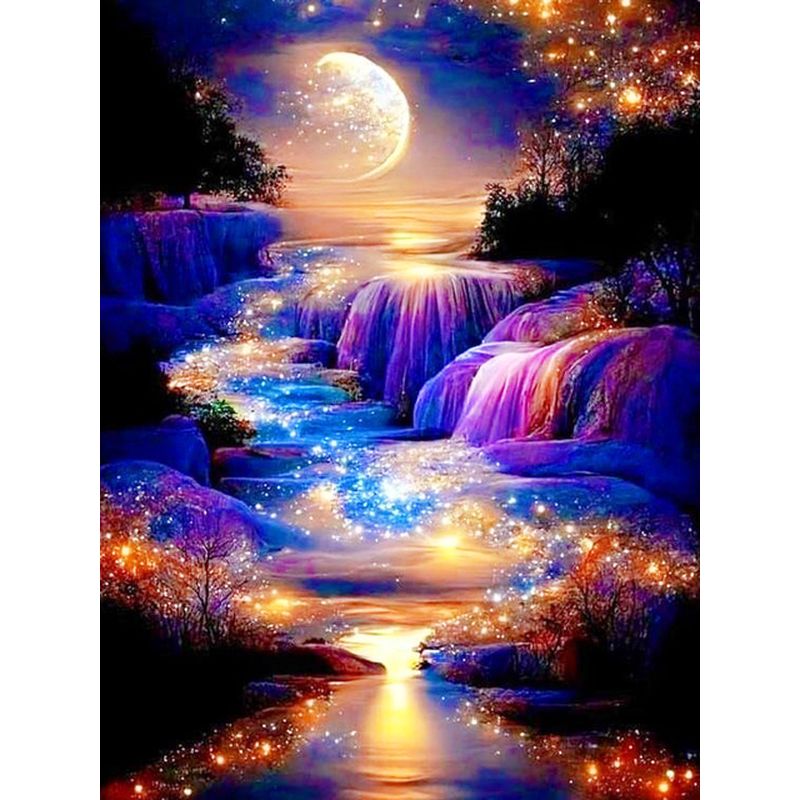 Wallpaper Art And Craft - SDOYUNO DIY Diamond Painting Landscape Waterfall