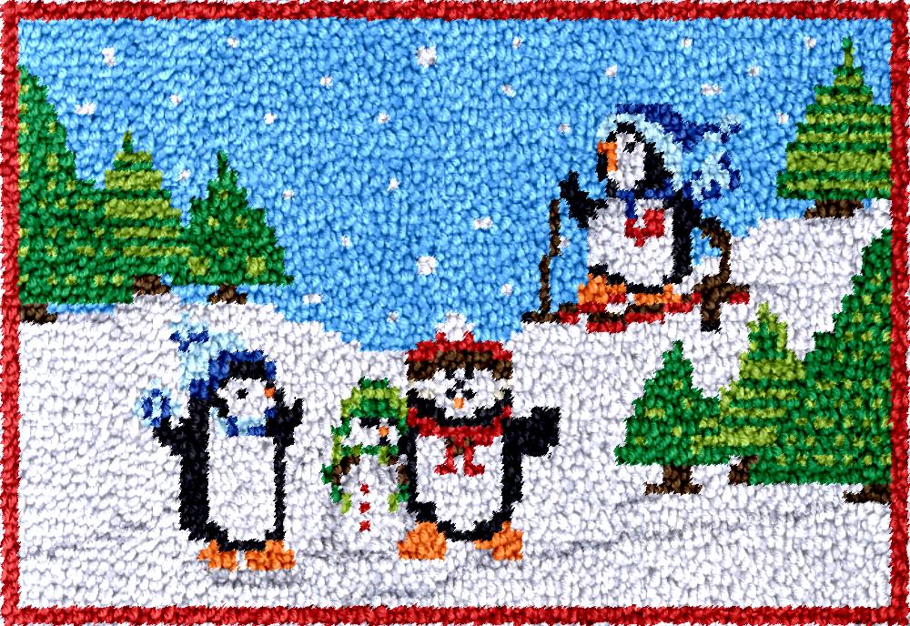 Art Craft Hobbies - penguins Latch Hook Rug Kits with