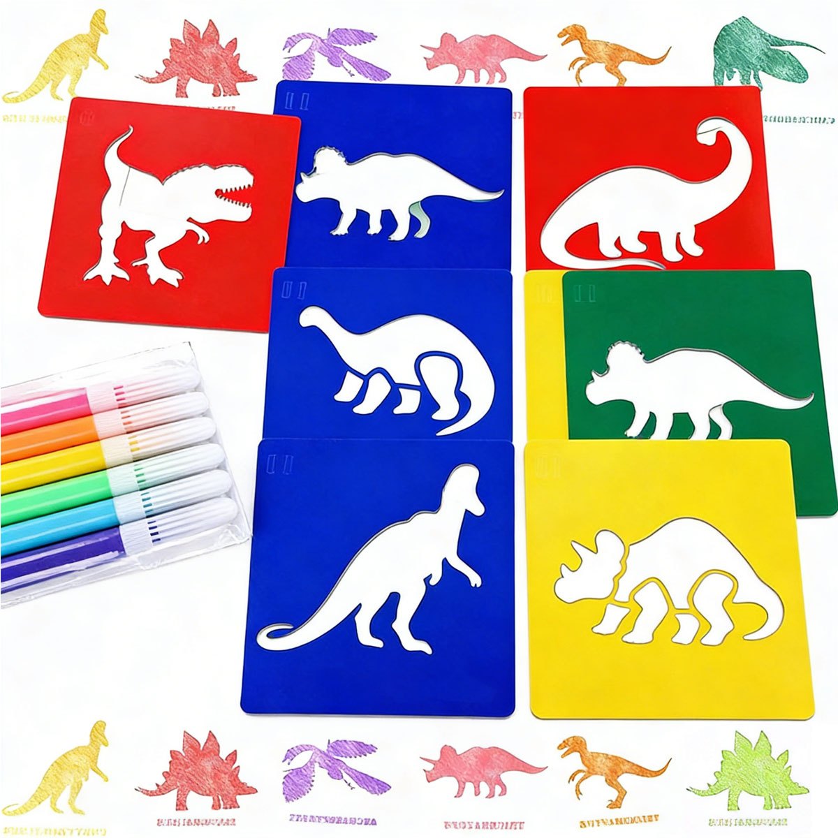 6Pcs Dinosaur Painting Stencil - đánh giá và giá Art Craft Dinosaurs