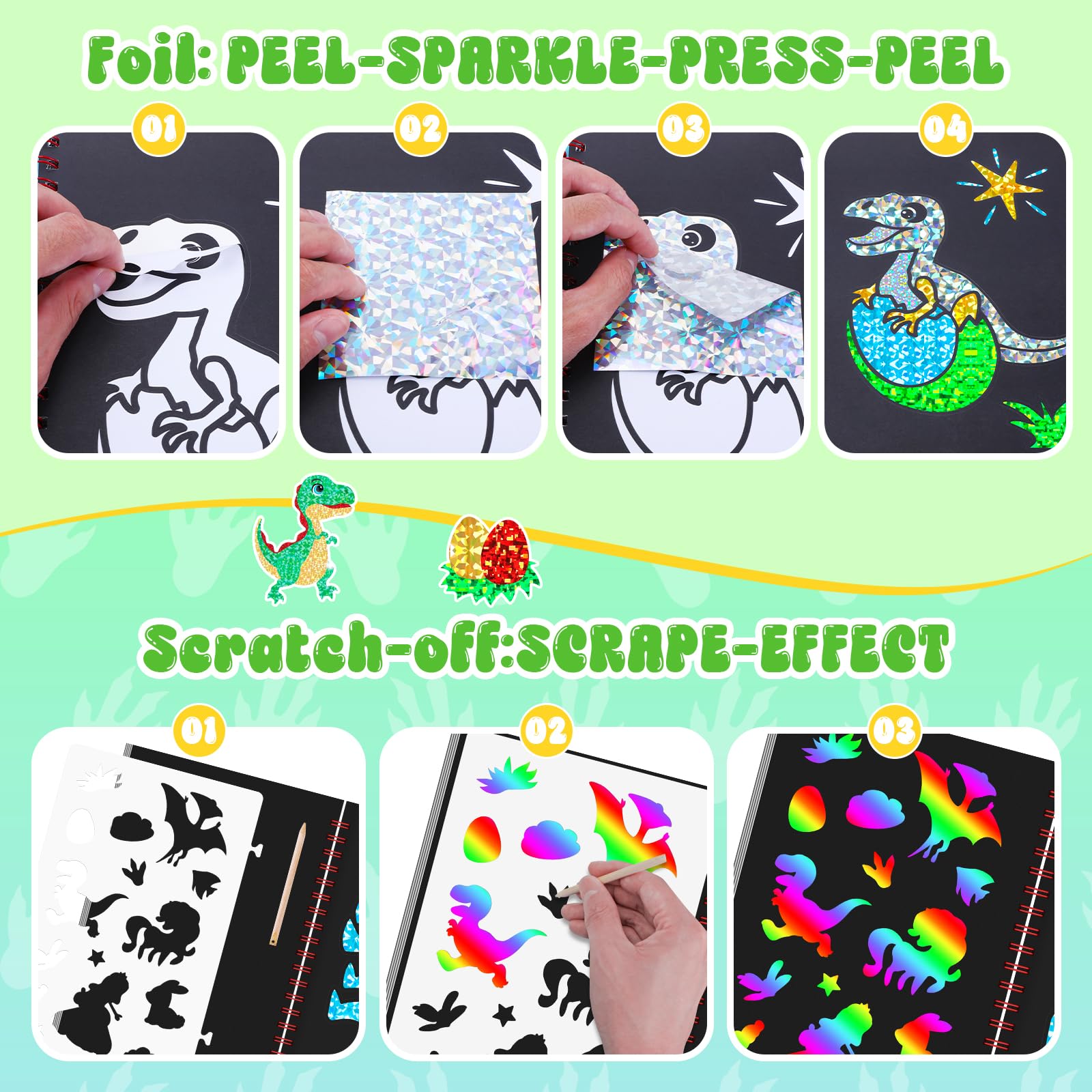 Dinosaur Scratch Art Book for  - đánh giá và giá Art Craft Dinosaurs