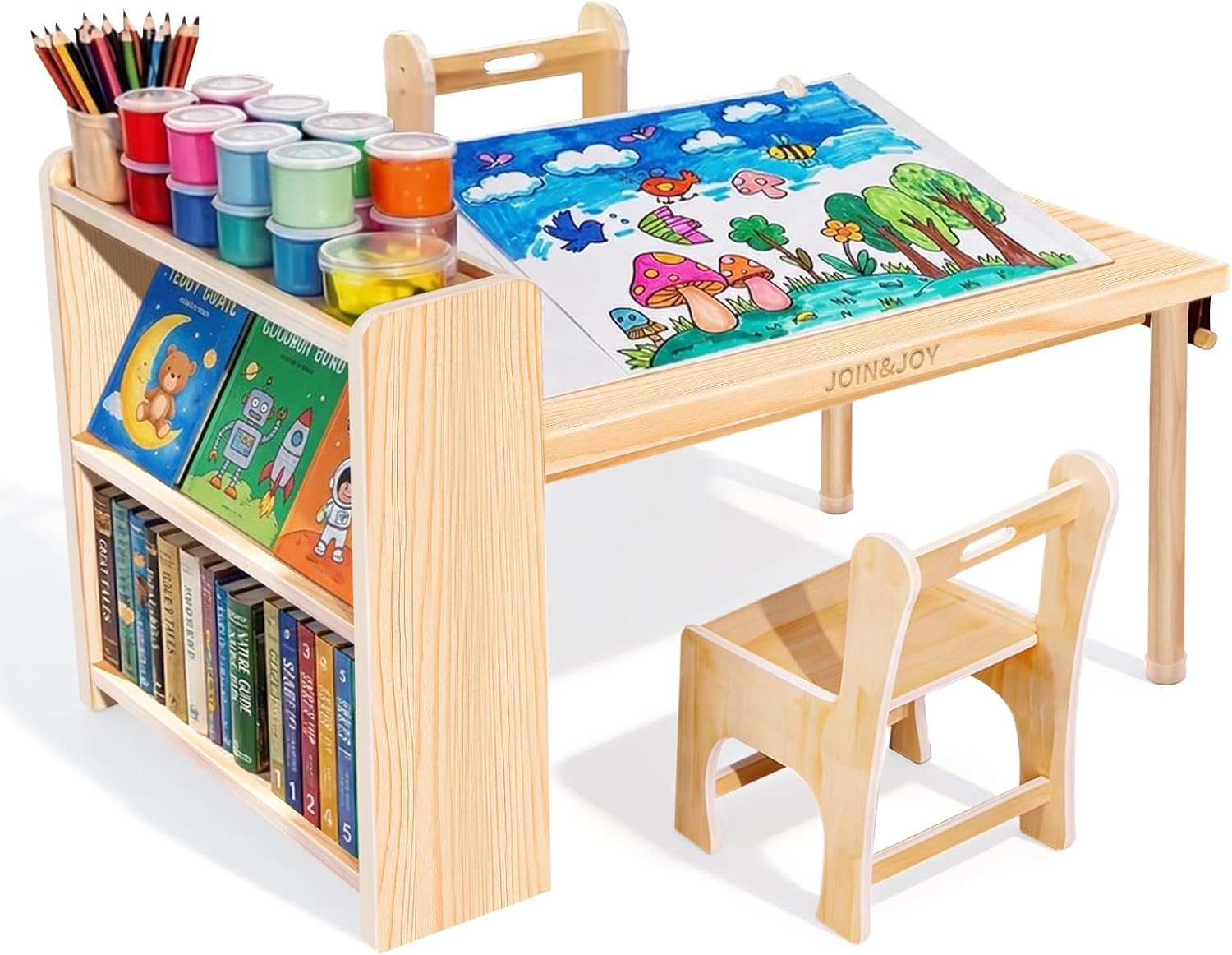 Kids Wooden Art Table 2 Chair  - đánh giá và giá Art Craft Toddler